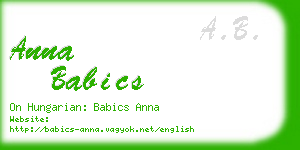 anna babics business card
